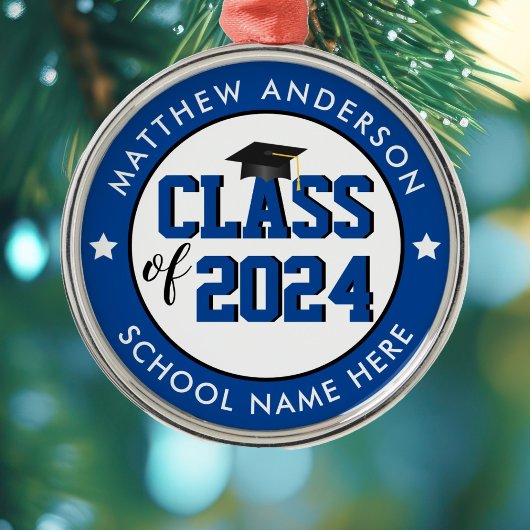 Elegant Blue Class of 2023 Afstuderen Afstuderen Metalen Ornament