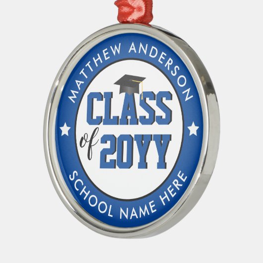 Elegant Blue Class of 2023 Afstuderen Afstuderen Metalen Ornament (Links)
