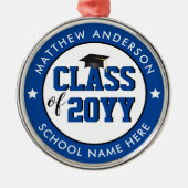 Elegant Blue Class of 2023 Afstuderen Afstuderen Metalen Ornament (Voorkant)