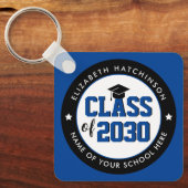 Elegant Blue Class of 2023 Afstuderen Afstuderen Sleutelhanger (Voorkant)