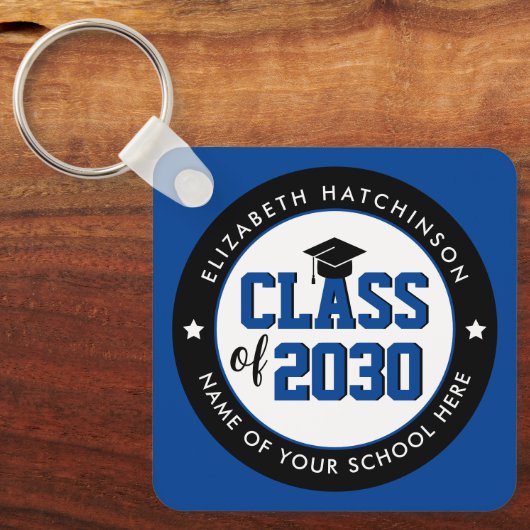 Elegant Blue Class of 2023 Afstuderen Afstuderen Sleutelhanger (Voorkant)