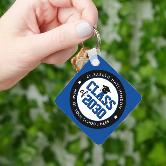 Elegant Blue Class of 2023 Afstuderen Afstuderen Sleutelhanger (Hand)