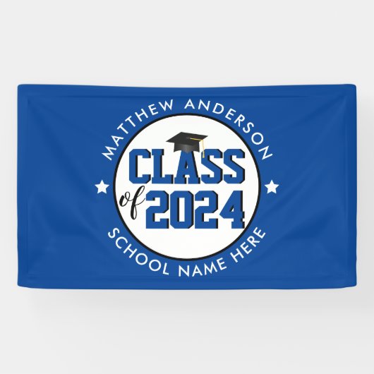 Elegant Blue Class of 2023 Graduation Party Spandoek (Horizontaal)