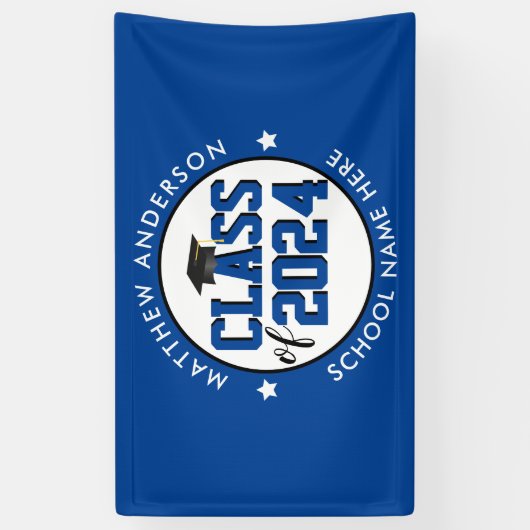 Elegant Blue Class of 2023 Graduation Party Spandoek (Verticaal)