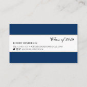 Elegant blue classic insert card afstuderen name contactkaartje (Achterkant)