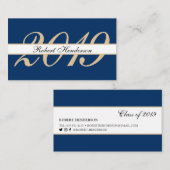 Elegant blue classic insert card afstuderen name contactkaartje (Voorkant / Achterkant)