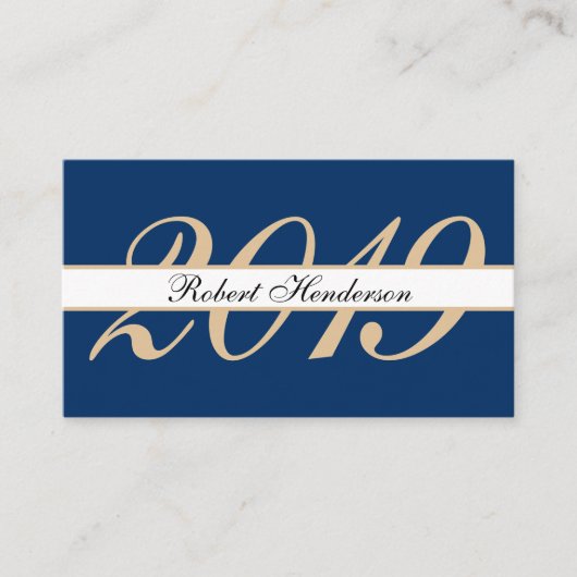Elegant blue classic insert card afstuderen name contactkaartje (Voorkant)