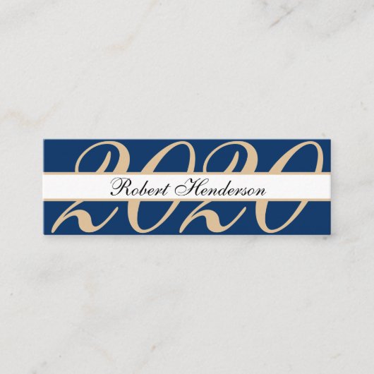Elegant blue classic insert card afstuderen name contactkaartje (Voorkant)