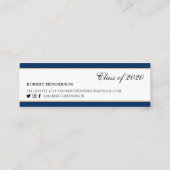Elegant blue classic insert card afstuderen name contactkaartje (Achterkant)