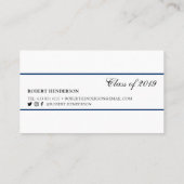 Elegant blue classic insert card afstuderen name contactkaartje (Achterkant)