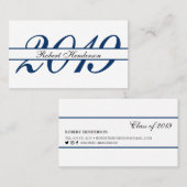 Elegant blue classic insert card afstuderen name contactkaartje (Voorkant / Achterkant)