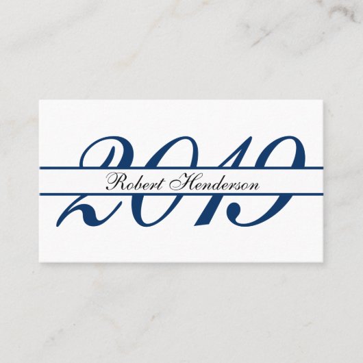 Elegant blue classic insert card afstuderen name contactkaartje (Voorkant)