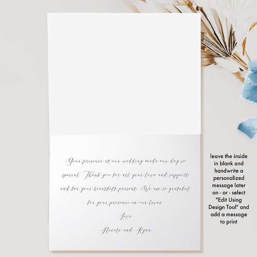 Elegant Blue Classic Monogram, Waterverf bruiloft Bedankkaart