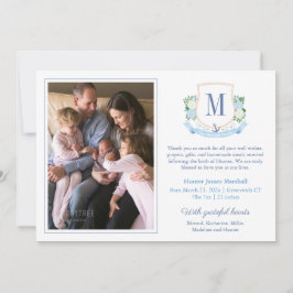 Elegant Blue Coastal Monogram 6 foto's Baby Geboor Aankondiging