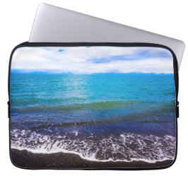 Elegant Blue Coastal Waves Computer Hoesje Laptop Sleeve