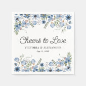 Elegant Blue Coctail Proost op Liefde Bruiloft Servet (Voorkant)