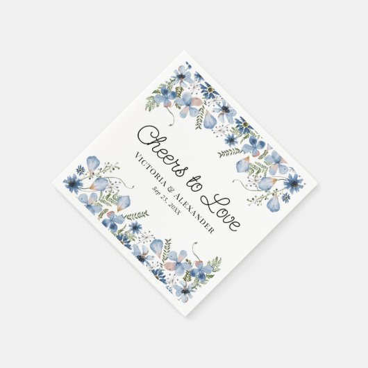 Elegant Blue Coctail Proost op Liefde Bruiloft Servet (Hoek)