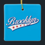 Elegant Blue Color Brooklyn Swoosh Logo Design Keramisch Ornament<br><div class="desc">Elegant White Brooklyn Swoosh Logo Design</div>