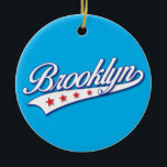 Elegant Blue Color Brooklyn Swoosh Logo Design Keramisch Ornament<br><div class="desc">Elegant White Brooklyn Swoosh Logo Design</div>