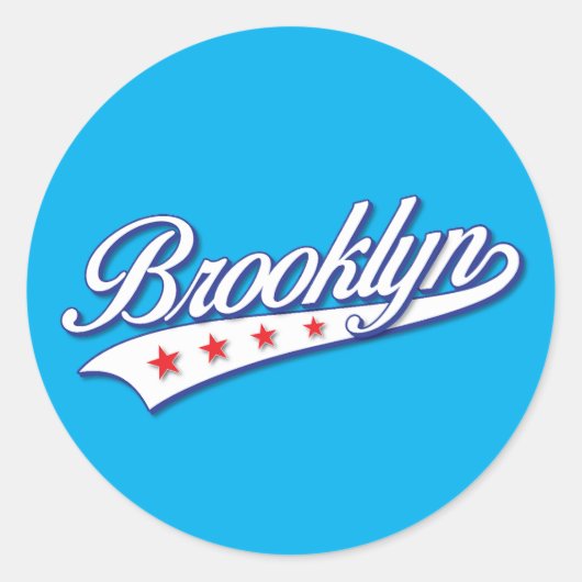 Elegant Blue Color Brooklyn Swoosh Logo Design Ronde Sticker (Voorkant)