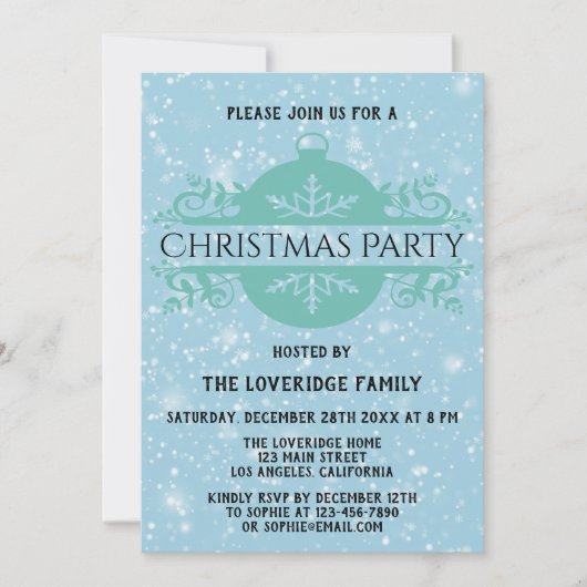 Elegant Blue Company Holiday kerstparty Snow Kaart (Voorkant)