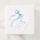 Elegant Blue Coquette Bow Boy Baby shower Bedankjes Labels (In situ)