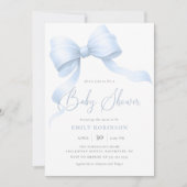 Elegant Blue Coquette Bow Boy Baby shower Kaart (Voorkant)