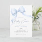 Elegant Blue Coquette Bow Boy Baby shower Kaart (Staand voorkant)