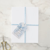 Elegant Blue Coquette Bow Girl Baby shower Cadeaulabel (Met Touw)