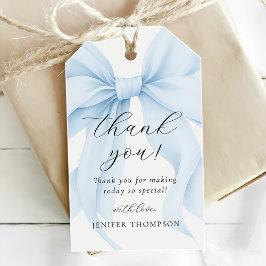Elegant Blue Coquette Bow Girl Baby shower Cadeaulabel