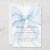 Elegant Blue Coquette Bow Girl Baby shower Kaart (Voorkant)