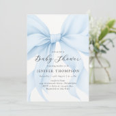 Elegant Blue Coquette Bow Girl Baby shower Kaart (Staand voorkant)