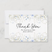 Elegant Blue Cornflower Wildflower Baby shower Bedankkaart (Voorkant)