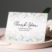 Elegant Blue Cornflower Wildflower Baby shower Bedankkaart