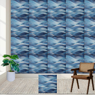 Elegant Blue Cosmic Waves - Sterrennacht Ocean Tegeltje