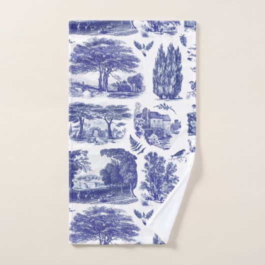 Elegant  Blue Country Pastoral Toile Bad Handdoek (Handdoek)