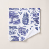 Elegant  Blue Country Pastoral Toile Bad Handdoek (Wasdoekje)