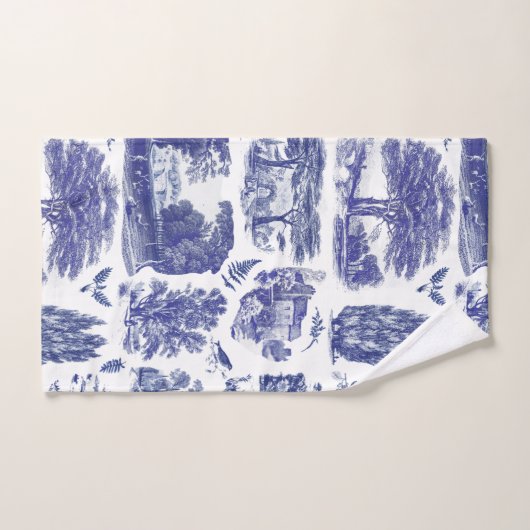 Elegant  Blue Country Pastoral Toile Bad Handdoek (Handdoek)
