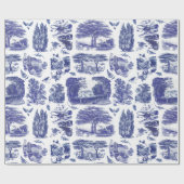 Elegant  Blue Country Pastoral Toile Cadeaupapier (Vlak)