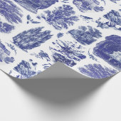 Elegant  Blue Country Pastoral Toile Cadeaupapier (Hoek)