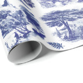 Elegant  Blue Country Pastoral Toile Cadeaupapier (Rol Hoek)