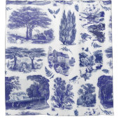 Elegant  Blue Country Pastoral Toile Douchegordijn (Voorkant)