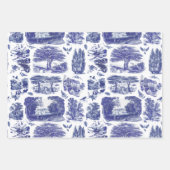 Elegant  Blue Country Pastoral Toile Inpakpapier Vel (Voorkant 3)