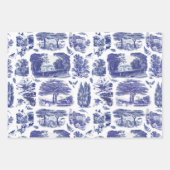 Elegant  Blue Country Pastoral Toile Inpakpapier Vel (Voorkant 2)