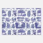 Elegant  Blue Country Pastoral Toile Inpakpapier Vel (Voorkant)