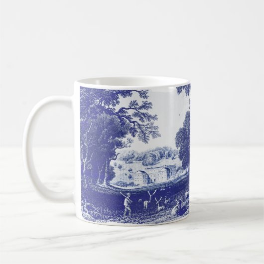 Elegant  Blue Country Pastoral Toile Koffiemok (Links)