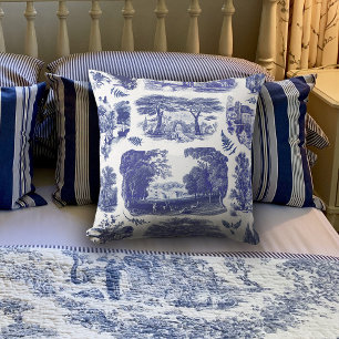 Elegant  Blue Country Pastoral Toile Kussen