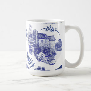 Elegant  Blue Country Pastoral Toile Mill Koffiemok