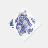 Elegant  Blue Country Pastoral Toile Mill Servet (Hoek)