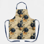 Elegant Blue Cream Geel Bloemen Patroon Schort (Voorkant)